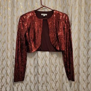 EUC Express Red Sequin Bolero Jacket Size S
